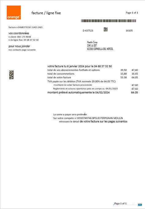 Download France Orange business utility bill template in Word and PDF formats1 Photoshop template